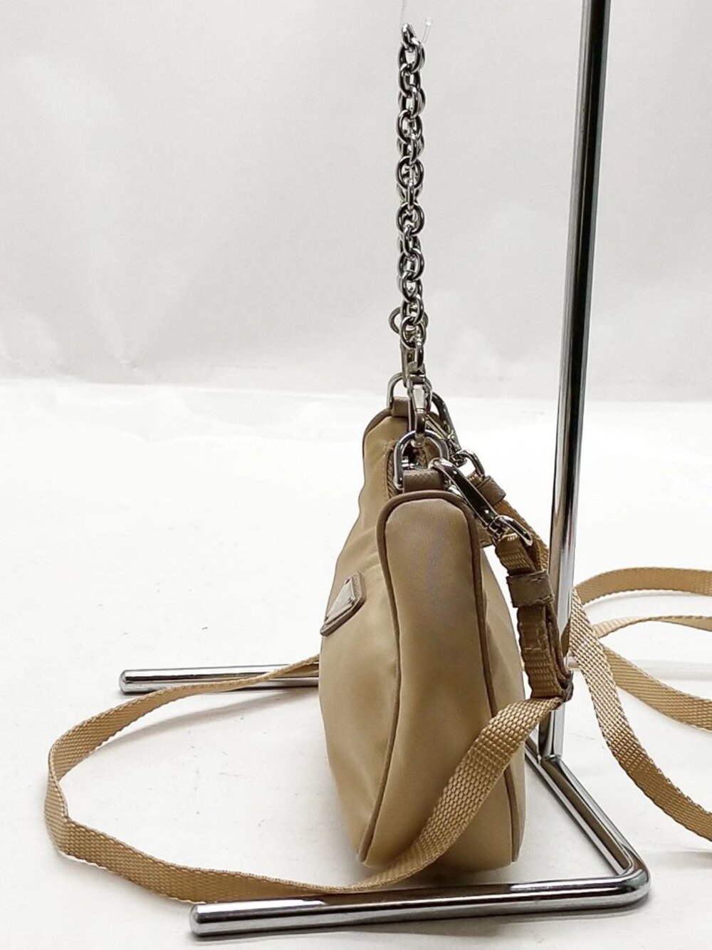 Authentic Prada Nylon Shoulder Bag Chain Strap Mini Hobo Bag - Picture 4 of 16